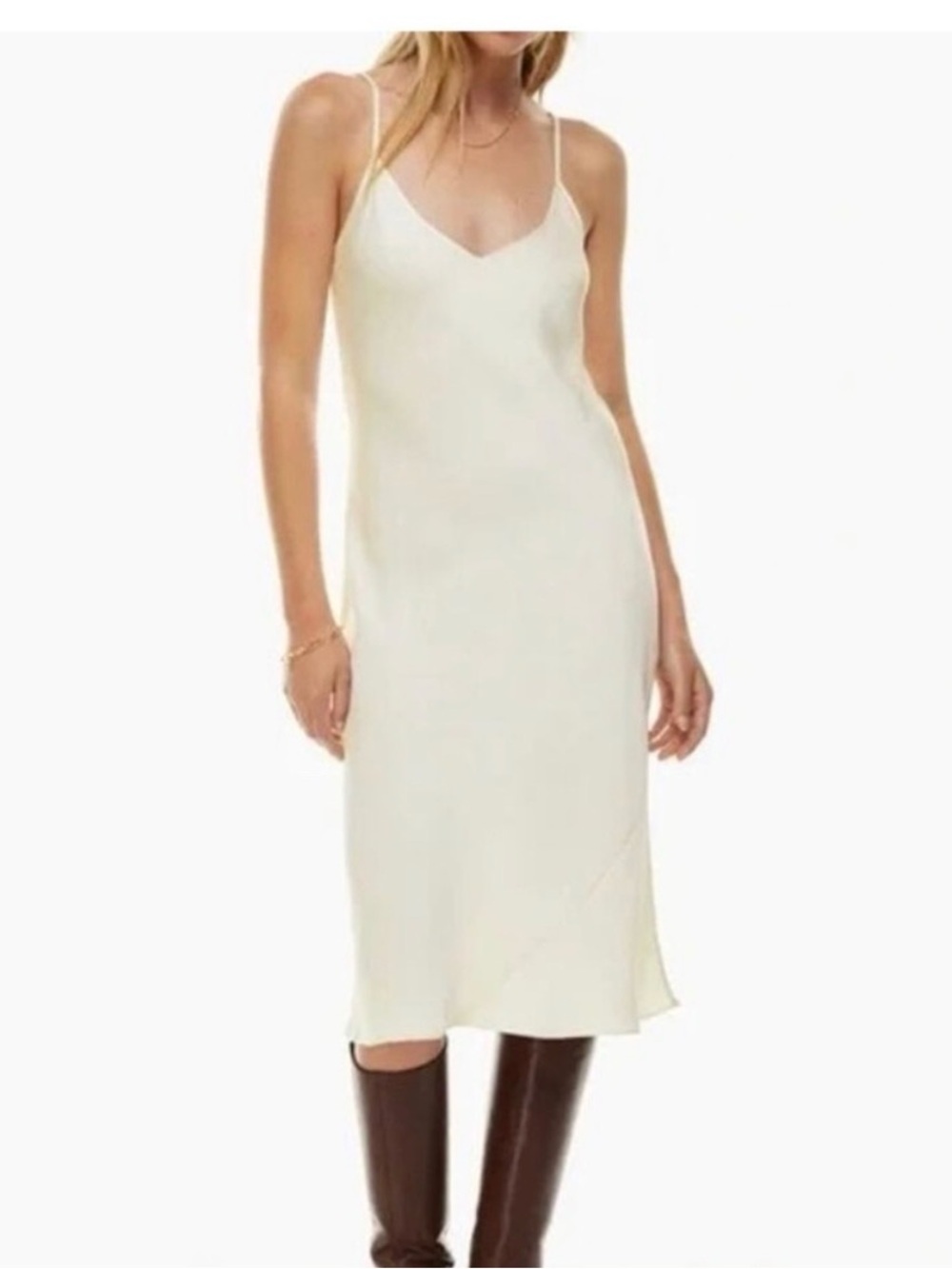 NEW with tags - Aritzia Wilfred Midi Satin Slip Dress - Color Ivory - Size XS